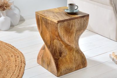 Tabouret de table d'appoint TWIST 45 cm en bois de manguier - 43849