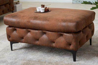 Tabouret MODERN BAROCK 90cm marron antique style Chesterfield - 44403