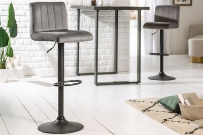 Tabouret de bar PORTLAND 88-109cm velours gris - 40125