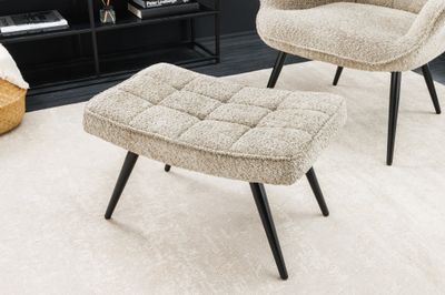 Tabouret SCANDINAVIA 40cm bouclé champagne grège - 44028