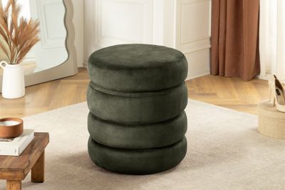Tabouret VOQUE 50 cm en velours vert avec espace de rangement - 46695
