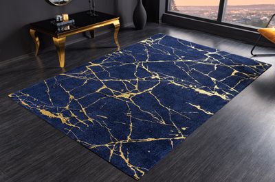 Tapis MARBRE 160x240cm bleu royal or - 44432