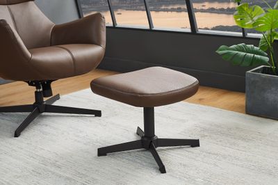 Tabouret VOGUE 45 cm pivotant en similicuir marron avec structure en métal noir - 47721