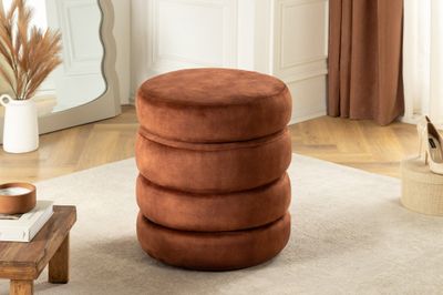 Tabouret VOQUE 50 cm velours marron rouille avec espace de rangement - 46694
