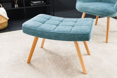 Tabouret SCANDINAVIA 40cm tissu texturé bleu - 44030