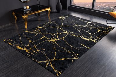 Tapis MARBRE 160x240cm noir et or - 43724