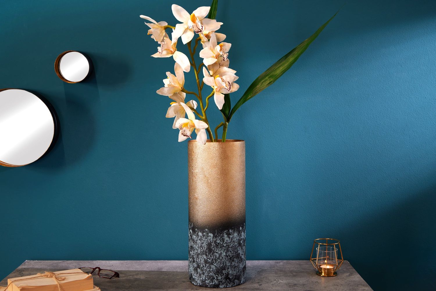 Vase décoratif ABSTRAIT 40cm patine dorée - 42240