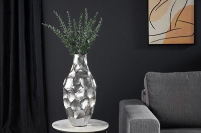 Vase ORGANIC ORIENT 45cm argent effet martelé - 41544