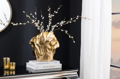 Vase LIQUID 30cm effet martelé or - 44876