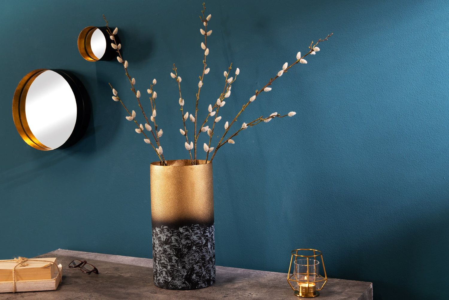 Vase décoratif ABSTRAIT 30 cm patine dorée - 42241