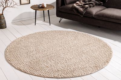 Tapis rond en laine beige 150 cm - 43056