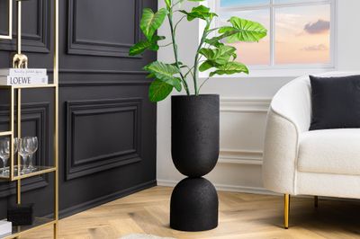 Vase en verre de sable L 55cm fer noir - 44871