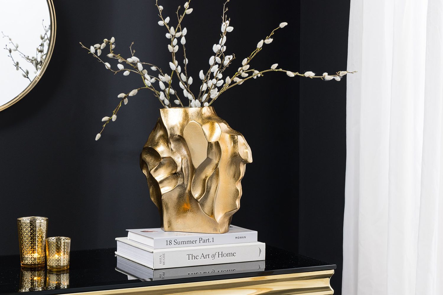 Vase LIQUID 25cm effet martelé or - 44878