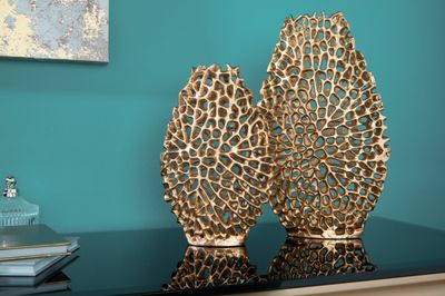 Vase ABSTRAIT FEUILLE 30+40cm lot de 2 or - 43188