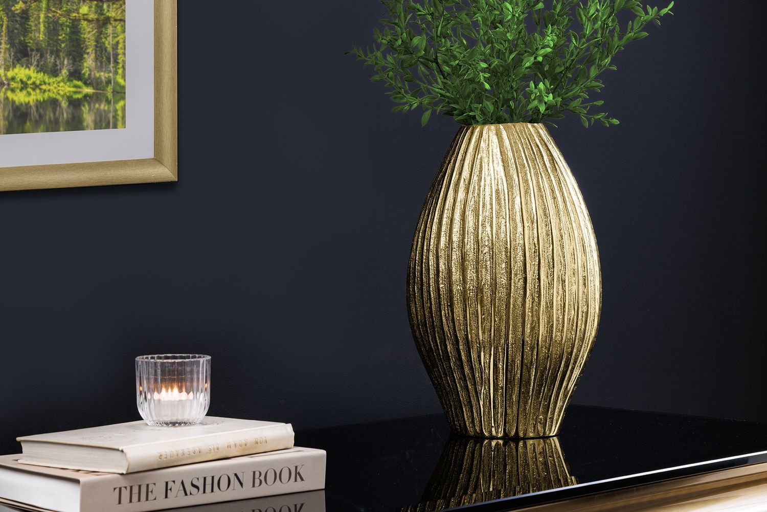 Vase ELEGANCE 30cm avec effet martelé or antique - 44838