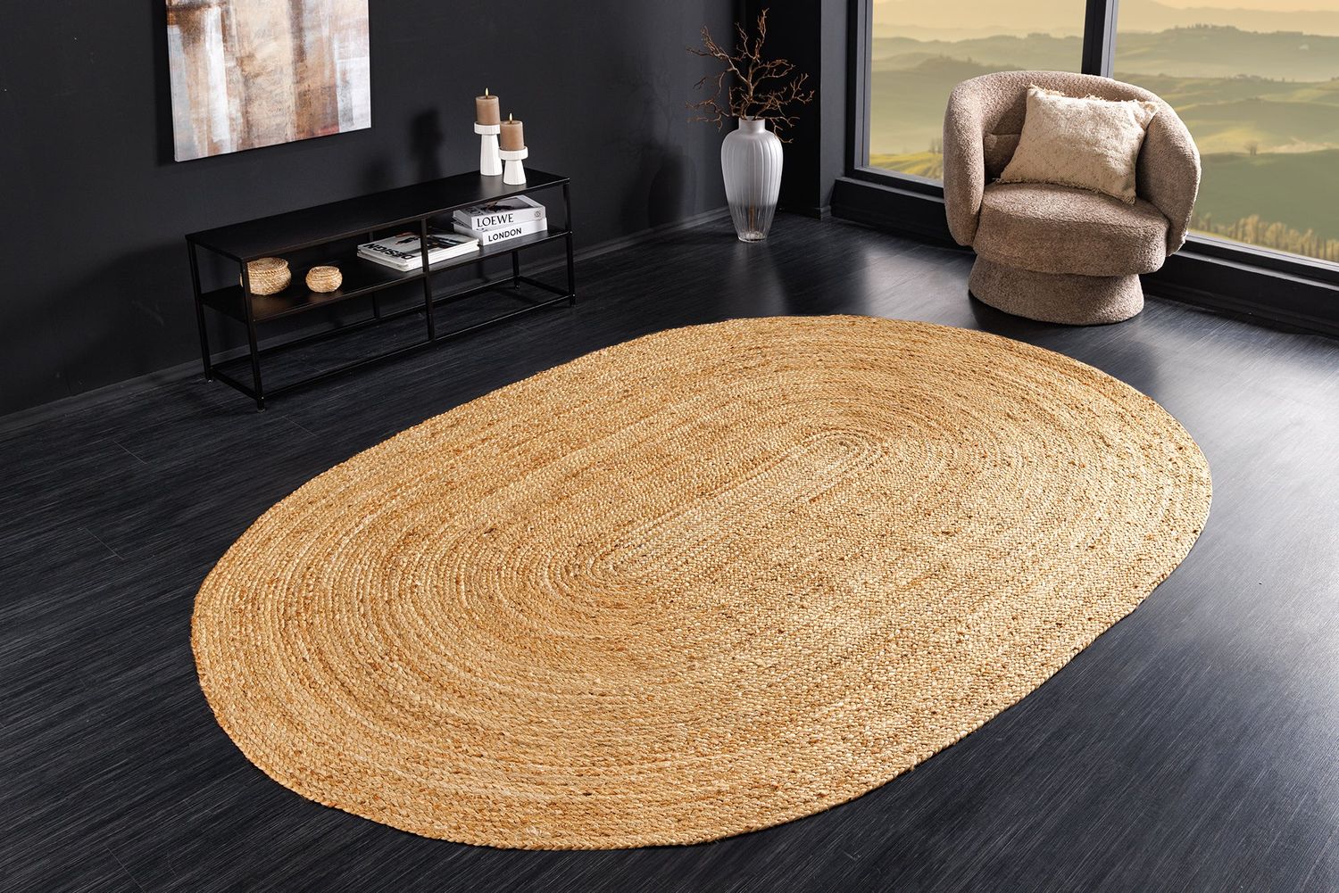Tapis PURE NATURE 160x230cm jute naturel ovale - 44436