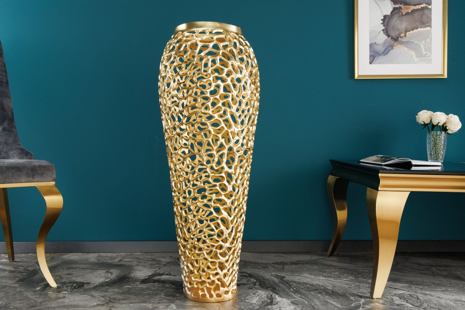 Vase décoratif ABSTRAIT FEUILLE 90cm or - 43220