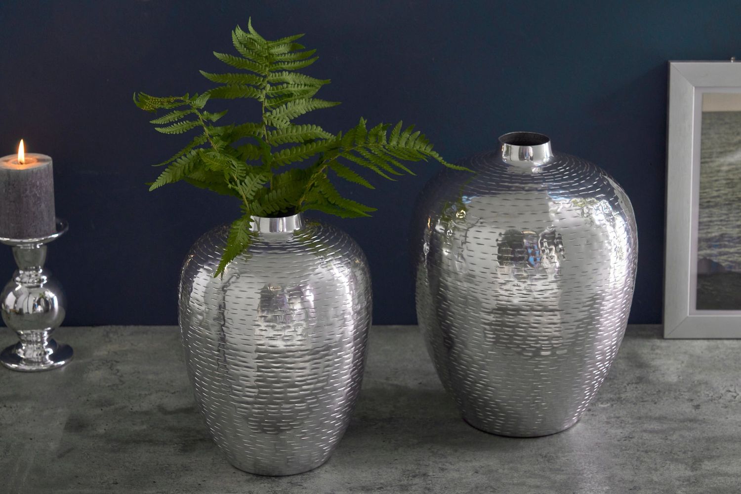 Vase ORIENTAL, lot de 2, effet martelé, argent - 41531