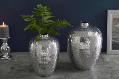 Vase ORIENTAL, lot de 2, effet martelé, argent - 41531