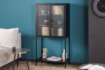 Vitrine DURA STEEL 150 cm en verre côtelé noir - 41725