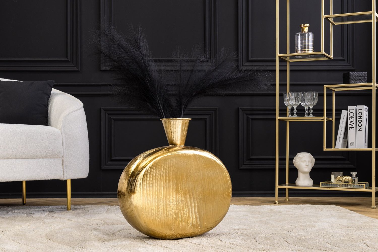 Vase ORIENT XL 65cm effet martelé or - 44865