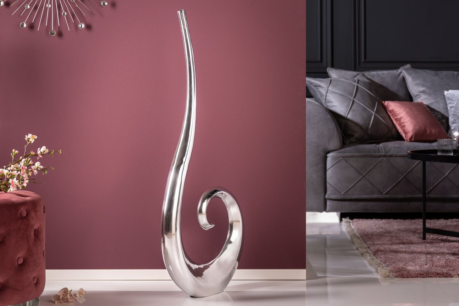 Vase WAVE XL 106 cm aluminium argenté - 8842