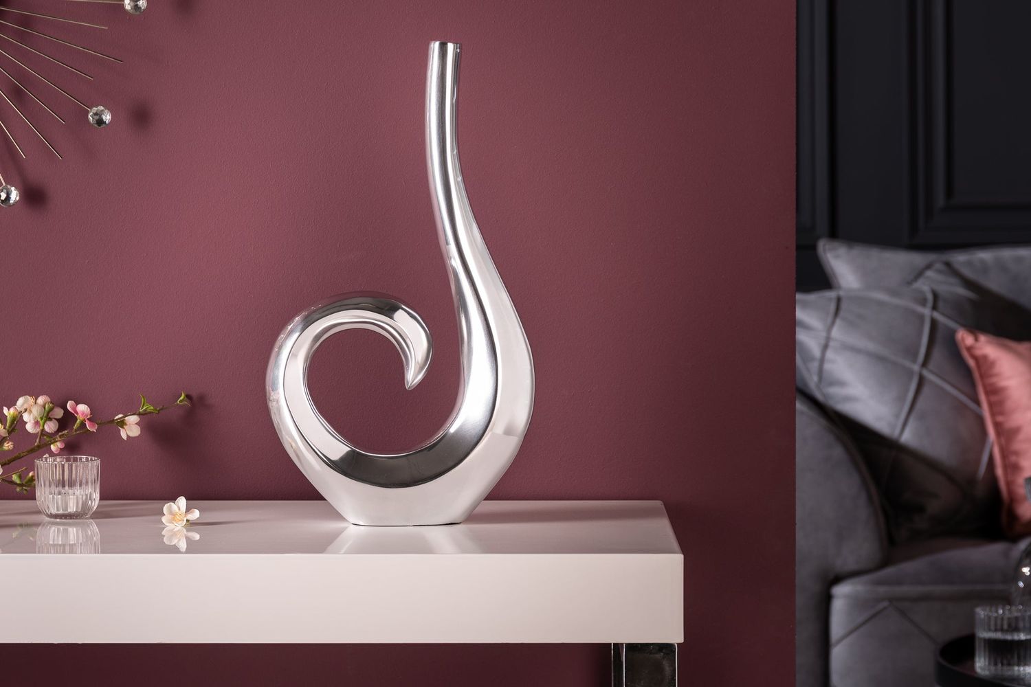 Vase WAVE L 47cm aluminium argenté - 8841