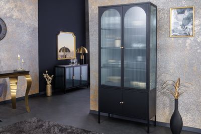 Vitrine PARIS 180cm en verre côtelé noir - 43330