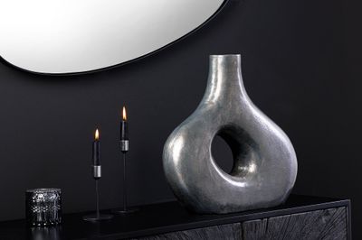 Vase RING 40cm métal gris foncé fait main - 44863