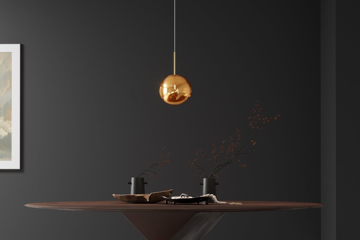 Suspension LIQUID DIAMOND 20 cm en verre doré - 46014