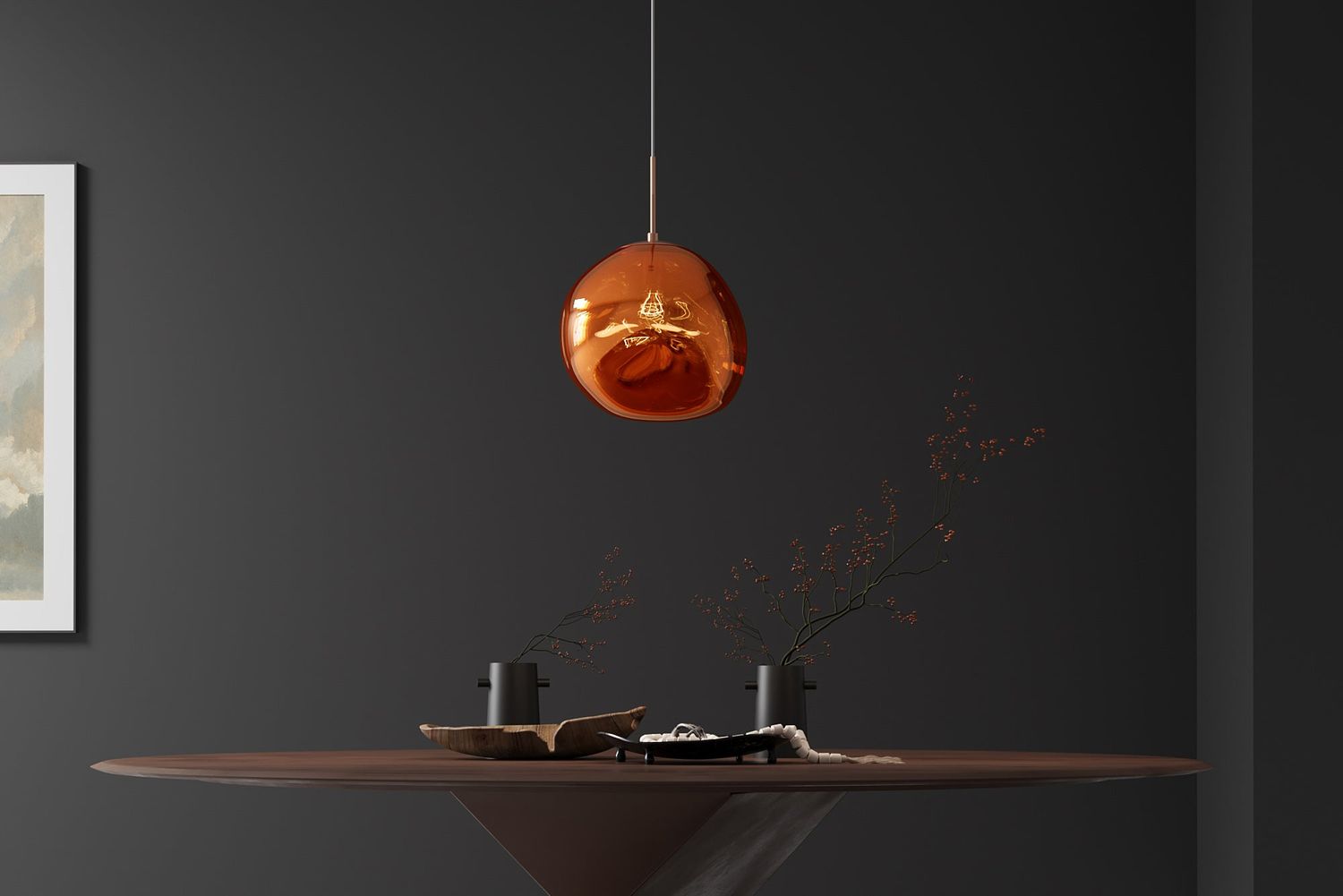 Suspension LIQUID DIAMOND 35 cm verre cuivre - 46018