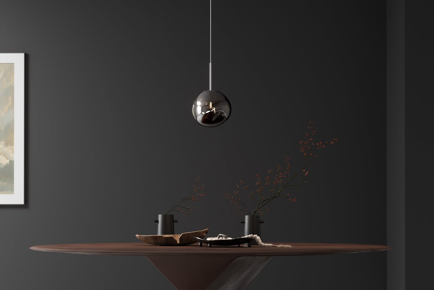 Suspension LIQUID DIAMOND 20 cm en verre fumé - 46016