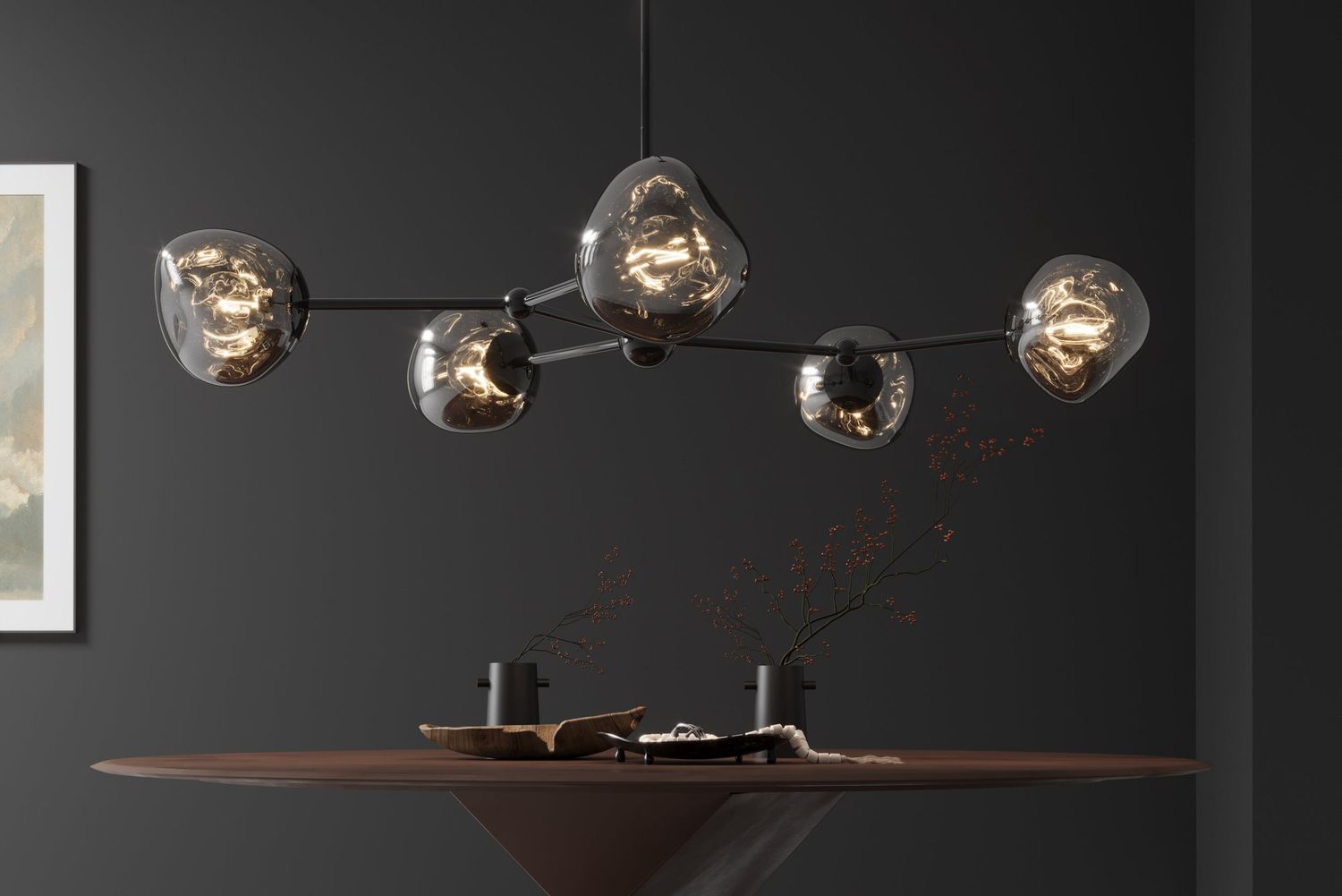 Suspension LIQUID DIAMOND 5 abat-jour en verre fumé - 46021