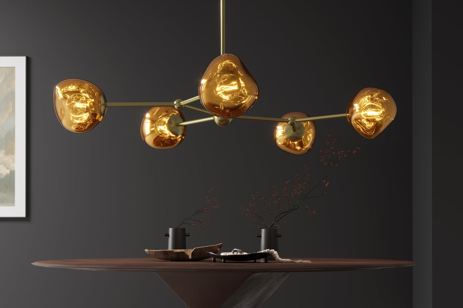 Suspension LIQUID DIAMOND 5 abat-jour en verre doré - 46020