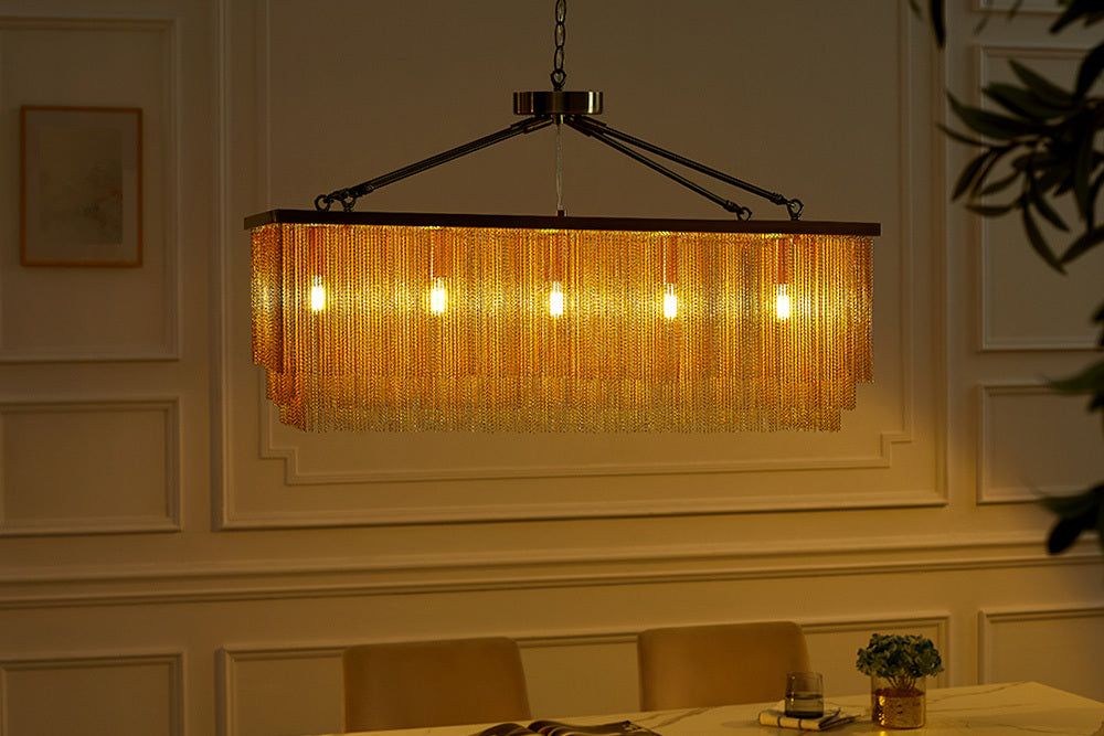 Suspension ROYAL 80 cm, chaînes en métal fin doré - 43760