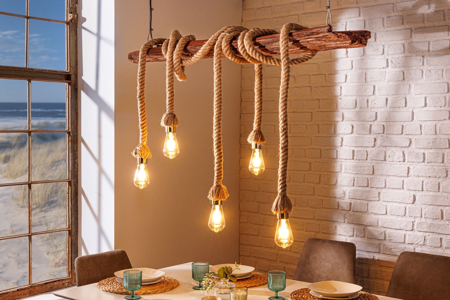 Suspension SEVEN SEAS 110 cm en bois d'acacia recyclé naturel - 44679