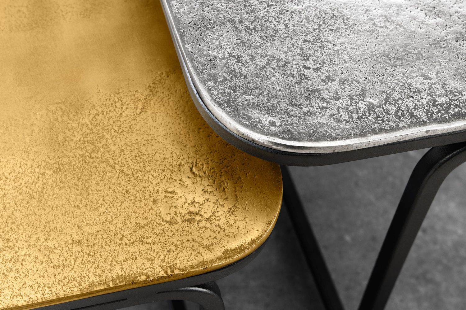 Table basse ABSTRACT lot de 2 60cm structure en métal or argent noir - 43515