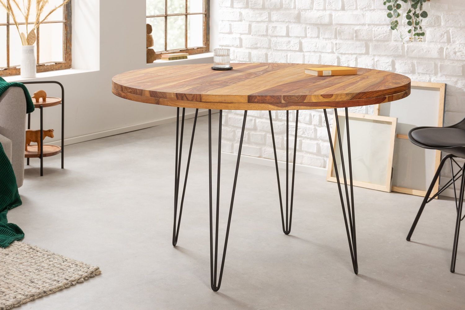 Table à manger MAKASSAR Ø 120cm ronde en bois de sesham naturel - 40780