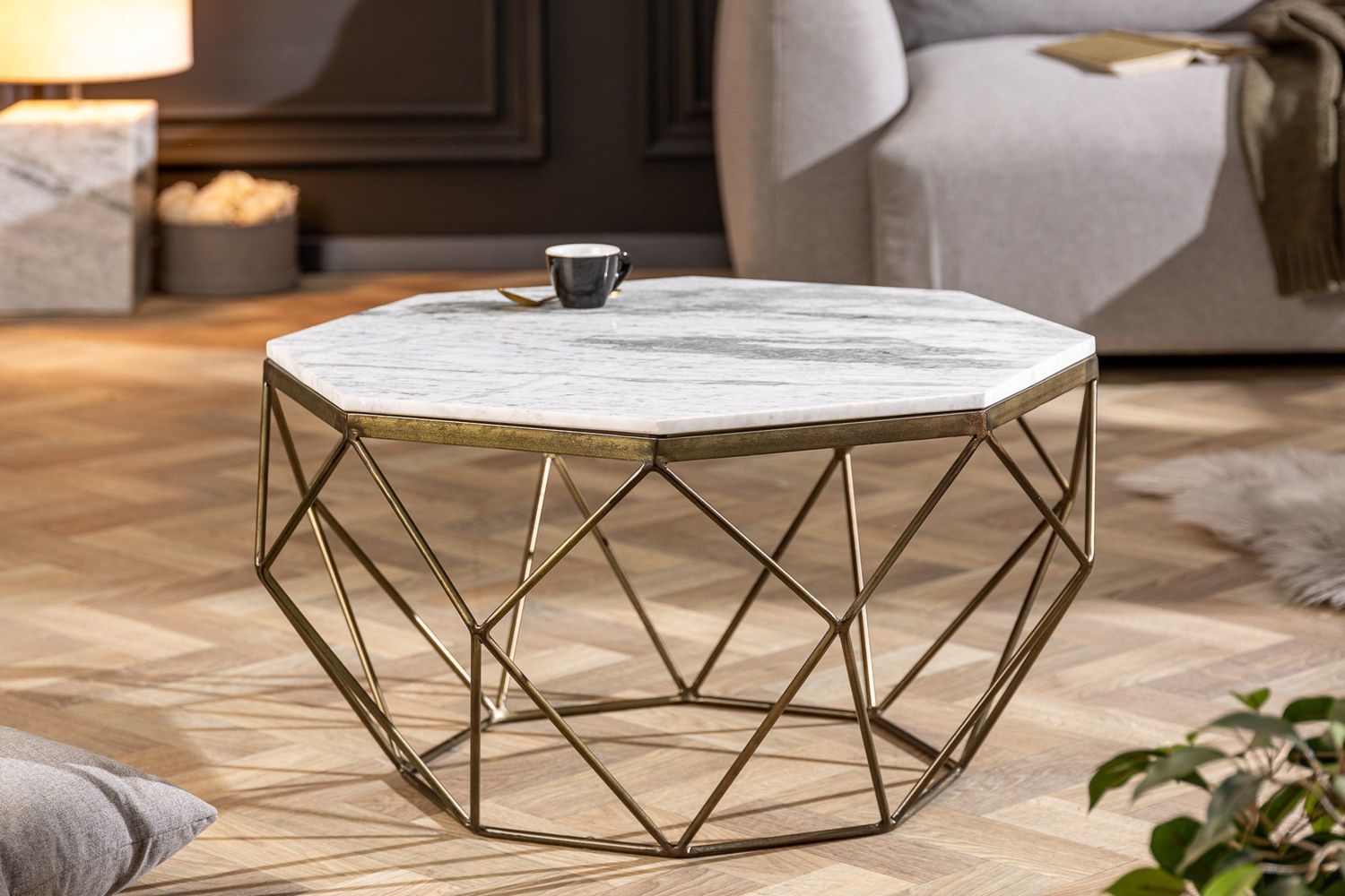 Table basse DIAMOND 70 cm en marbre blanc - 40393