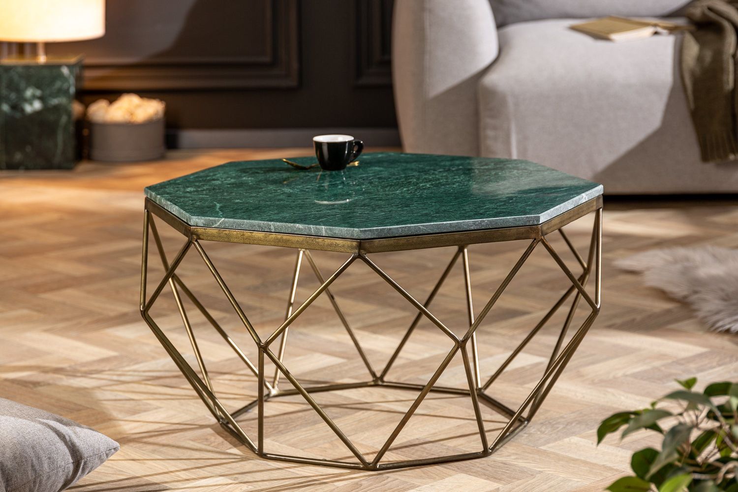 Table basse DIAMOND 70 cm en marbre vert - 40392