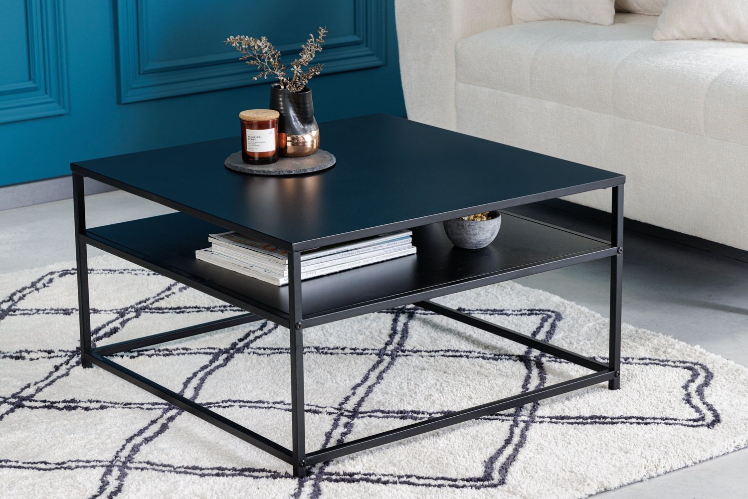 Table basse DURA STEEL 70 cm, métal noir thermolaqué - 41727