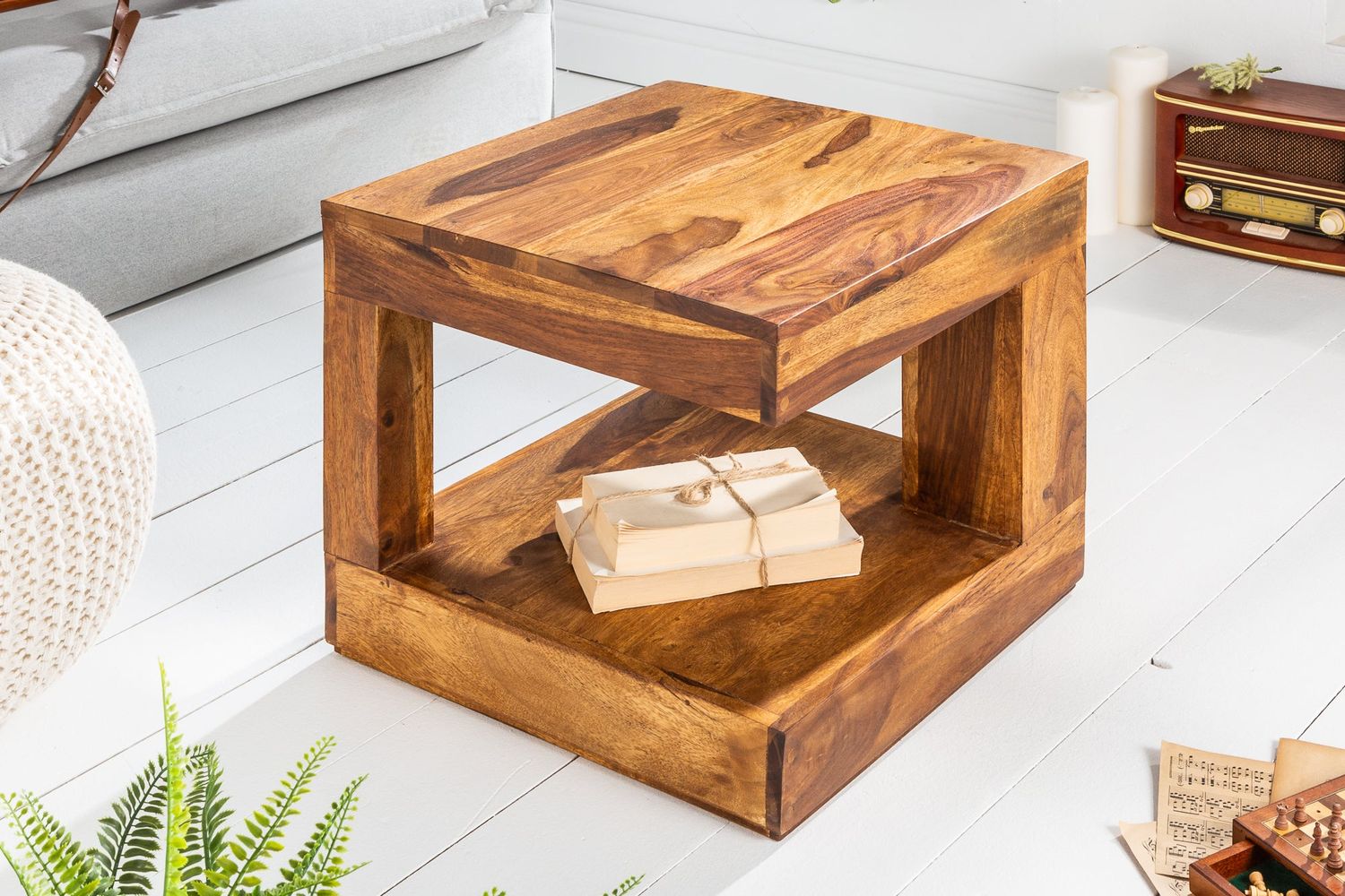 Table basse GIANT S 45x45cm bois de sheesham - 37459