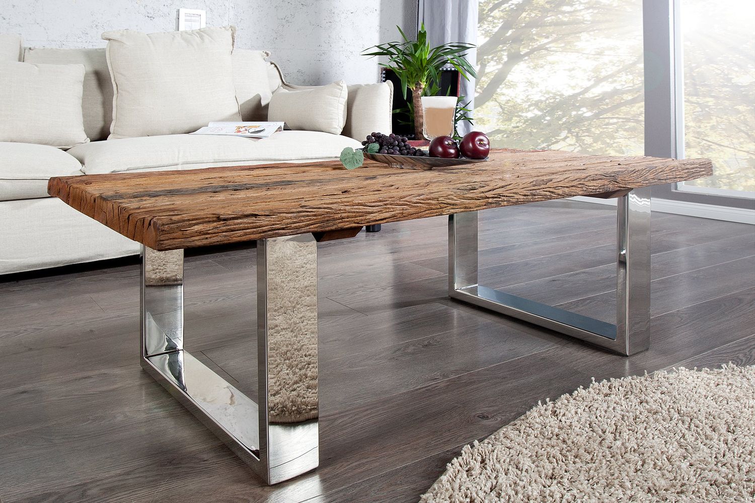 Table basse EUPHORIA BARRACUDA 110 cm en teck massif recyclé de 40 mm sans plateau en verre - 36650