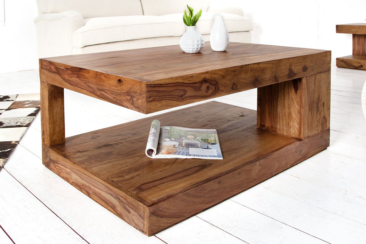 Table basse GIANT XL 90x60cm en sheesham - 37438