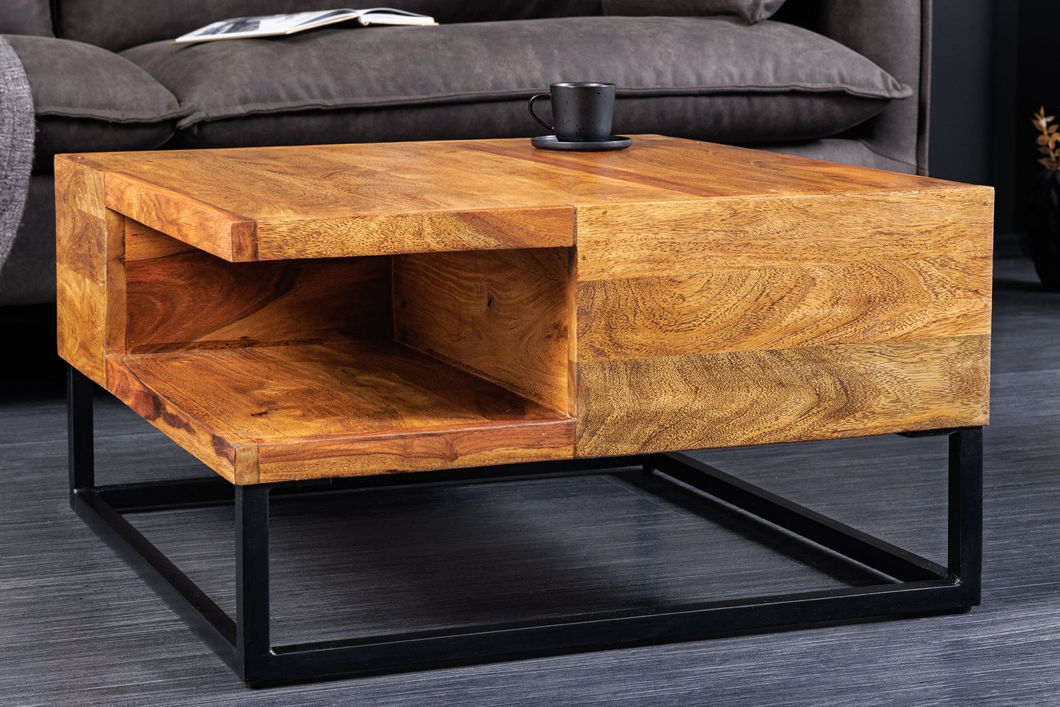 Table basse GIANT 60 cm finition pierre de sheesham - 43750