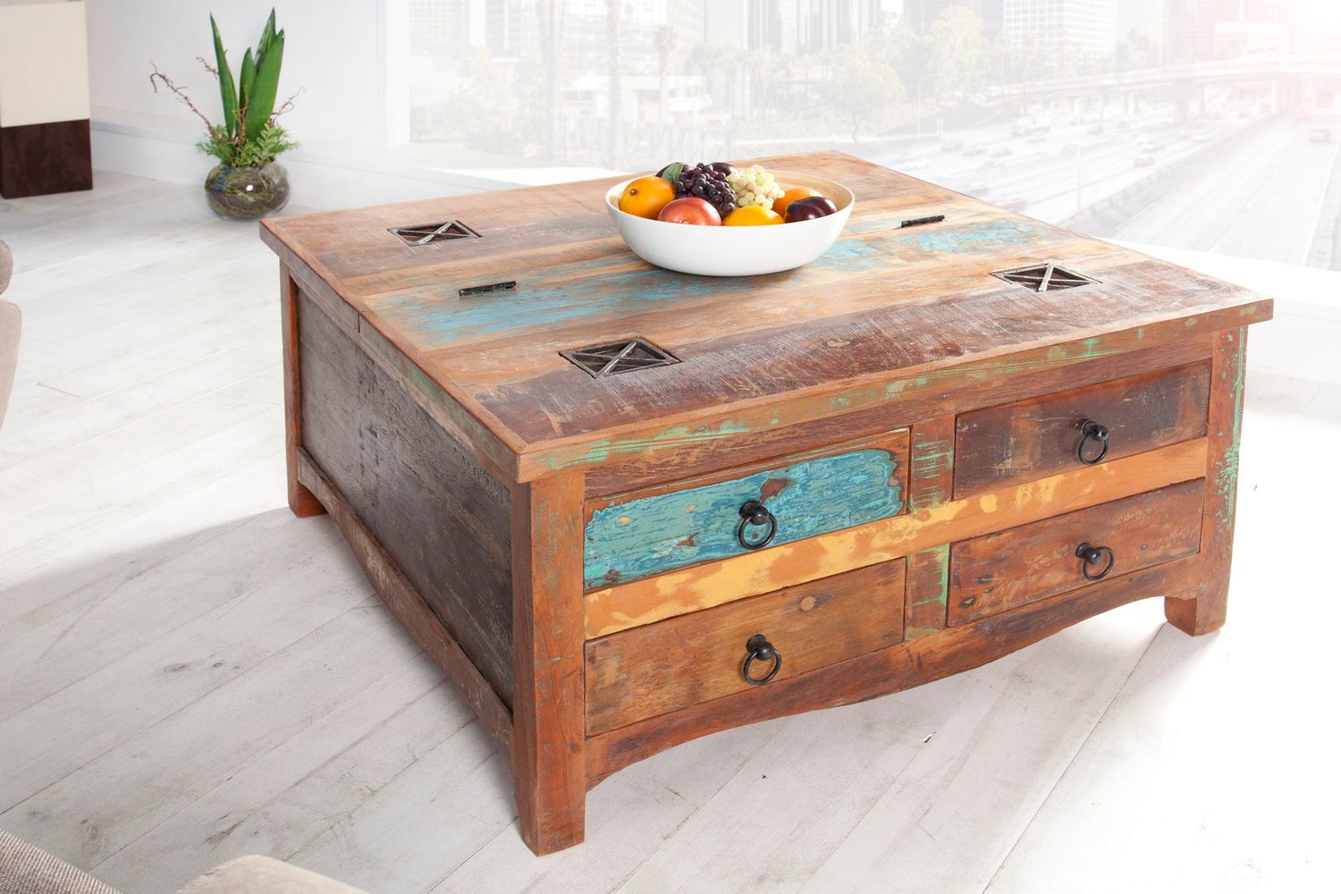 Table basse JAKARTA 70 cm en bois recyclé - 37361