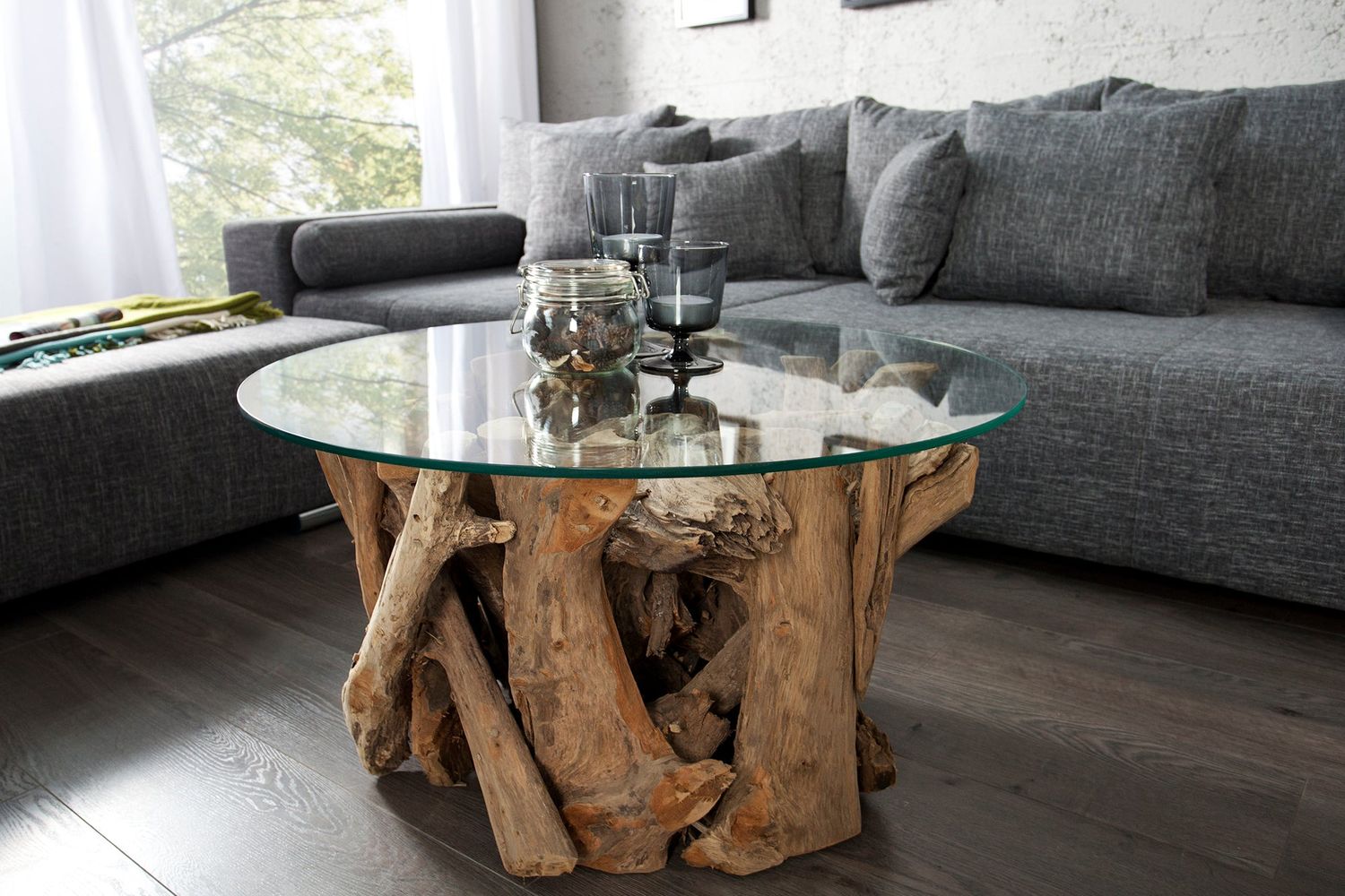 Table basse NATURE LOUNGE 50 cm, base en teck sans plateau en verre - 39832