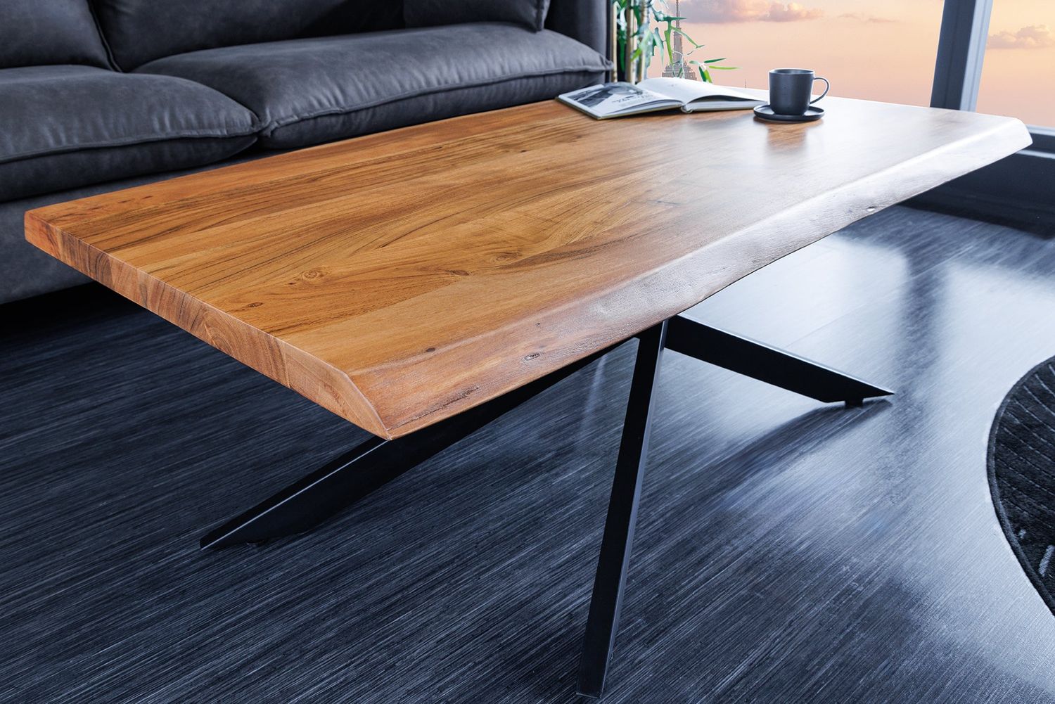 Table basse MAMMUT 110 cm en bois d'acacia 35 mm marron - 44059