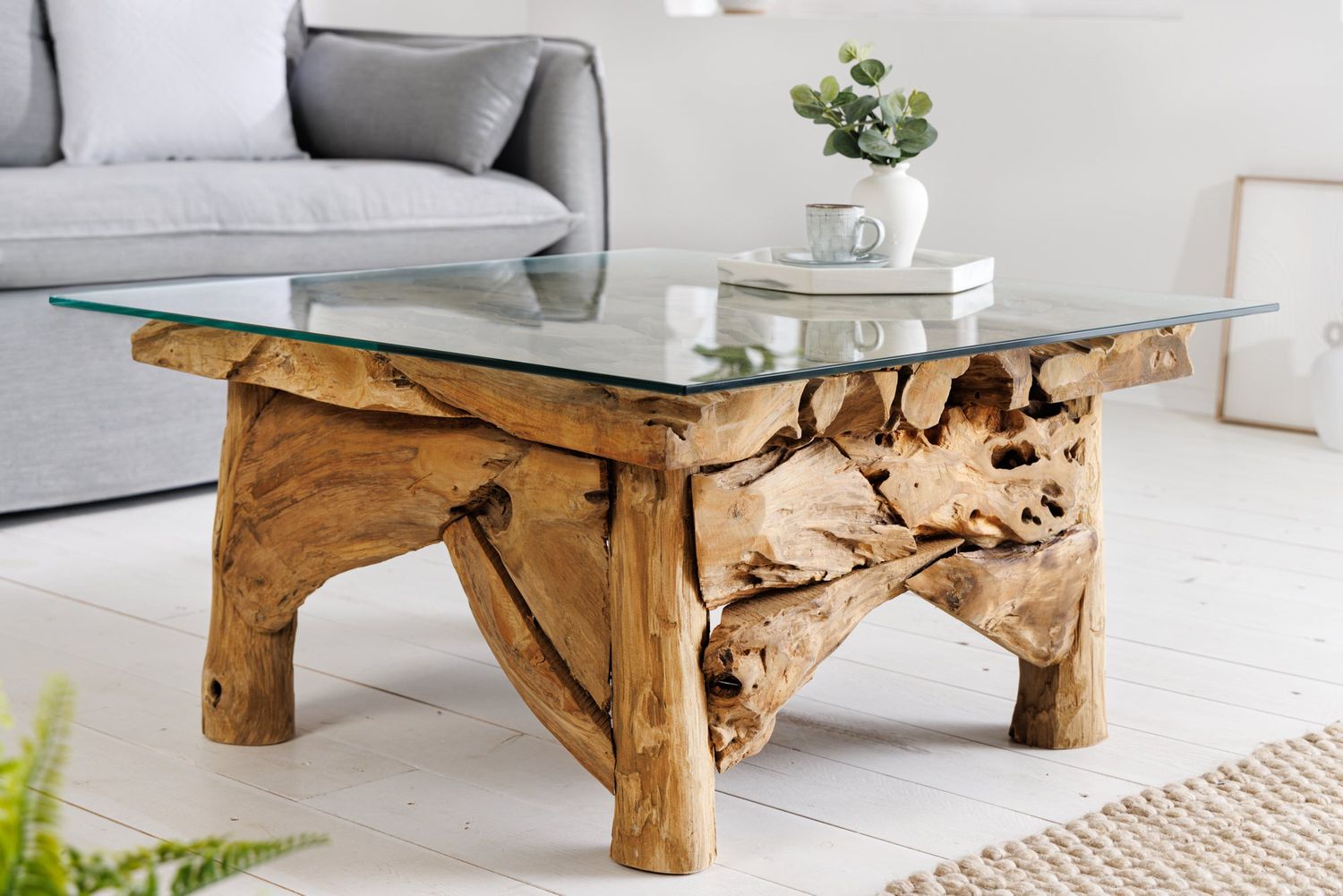 Table basse RIVERSIDE 80 cm en teck sans plateau en verre - 43199-1