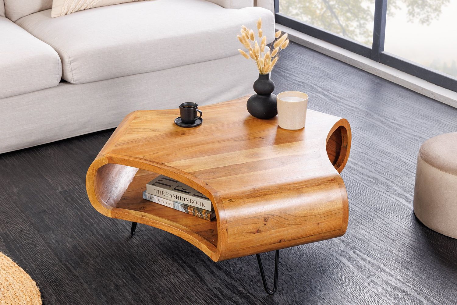 Table basse ORGANIC LIVING 90 cm en bois d'acacia finition miel brun - 47095